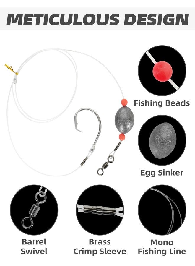 BLUEWING Fishing Grouper Rig Bottom Saltwater with 2oz Egg Sinker Weight, 50lbs Mono Line and 4/0 Stainless Steel Circle Hook for Offshore Big Game Fish - Image 2